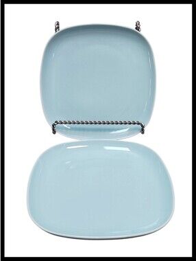 IKEA 365 Susan Pryke 7" Rounded Square Salad Dessert Plates Light Blue Set Of 2